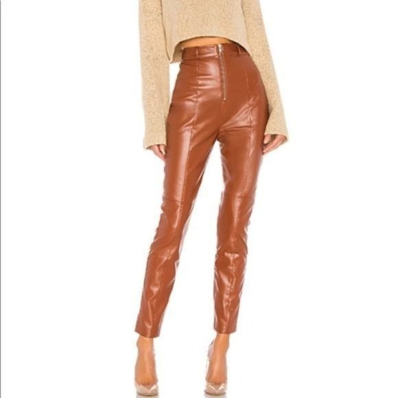 Lovers + Friends Pants - Lovers + Friends REVOLVE Georgie Faux Leather Pants Chestnut Brown Small